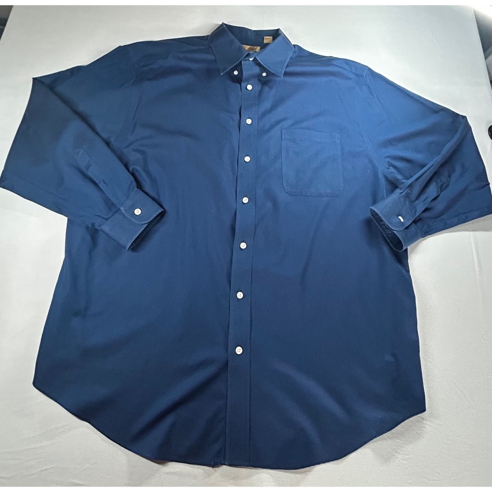 Roundtree & Yorke Gold Label Mens 2XB Navy Blue Non-Iron Cotton Button Down